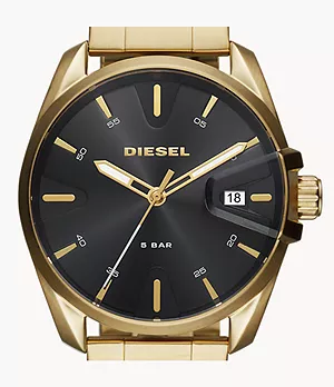 Diesel Men's MS9 Three-Hand Date Gold-Tone Steel Watch