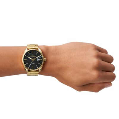 Diesel Men's MS9 Three-Hand Date Gold-Tone Stainless Steel Watch