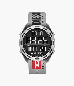 Diesel Men's Crusher Digital Grey Nylon Watch