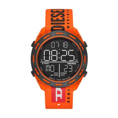 orange digital watch