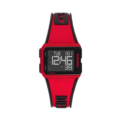 Diesel red 2025 silicone watch