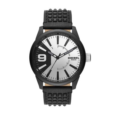 Diesel Rasp NSBB Three-Hand Black Leather Watch - DZ2180