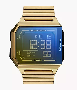 Diesel Chopped Digital Gold-Tone Stainless Steel Watch