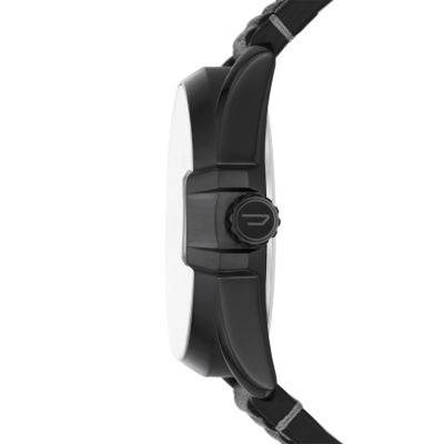Diesel MS9 Three-Hand Date Black Leather Watch - DZ1973 - Watch