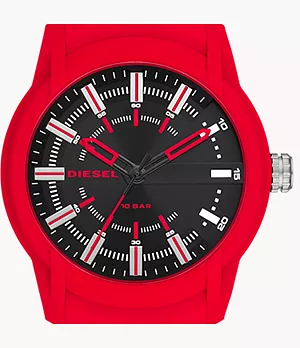 Diesel Armbar Three-Hand Red Silicone Watch and Bracelet Set