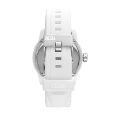 Montre Double Up de Diesel trois aiguilles en silicone blanche