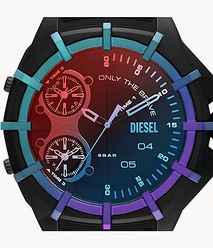 Diesel Framed Three-Hand Black Silicone Watch