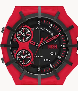Diesel Framed Three-Hand Red Silicone Watch