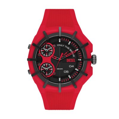 Diesel Framed Three-Hand Red Silicone Watch - DZ1989 - Watch Station