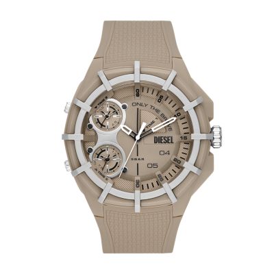 Diesel Framed Three-Hand Brown Silicone Watch