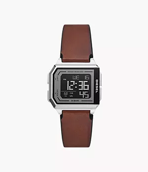 Diesel Chopped Digital Brown Leather Watch