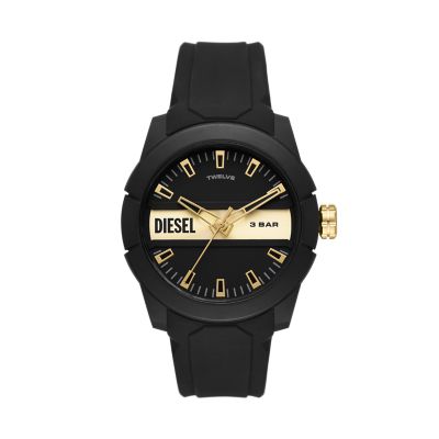 Diesel Double Up Three-Hand Black Silicone Watch