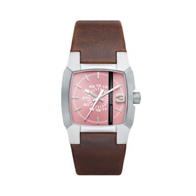 Diesel Cliffhanger Three-Hand Brown Leather Watch