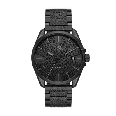 Diesel MS9 Three-Hand Date Black-Tone Stainless Steel Watch