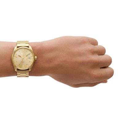 Diesel MS9 Three-Hand Date Gold-Tone Stainless Steel Watch and