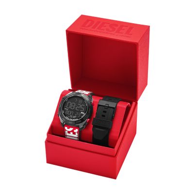 Diesel Crusher Digital Black Nylon and Silicone Watch and