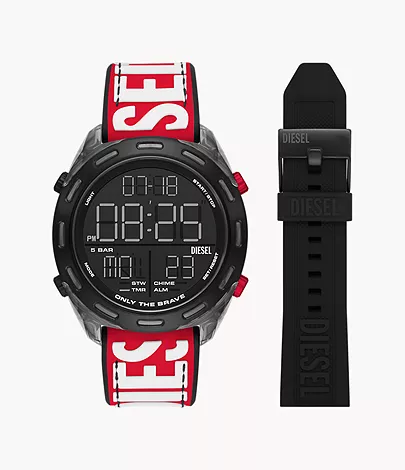 Diesel Crusher Digital Black Nylon and Silicone Watch and Interchangeable  Strap Set - DZ2164SET - Watch Station