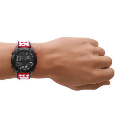 Diesel Crusher Digital Black Nylon and Silicone Watch and