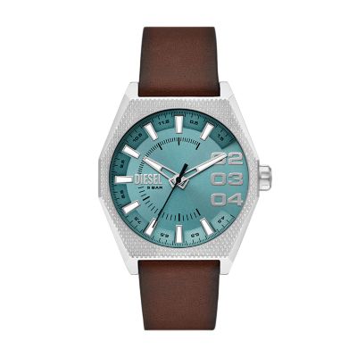 Diesel Scraper Three-Hand Brown Leather Watch - DZ2174 - Watch Station