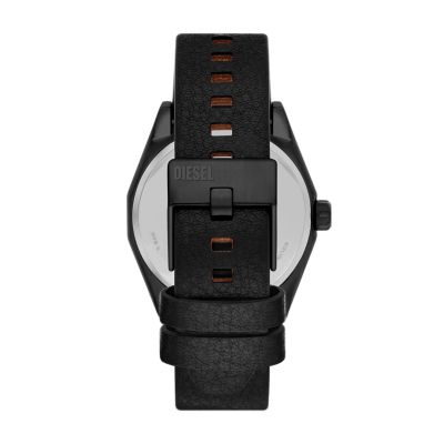 Diesel black leather outlet watch