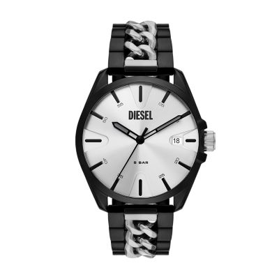 Diesel MS9 Three-Hand Date Black-Tone Stainless Steel Watch