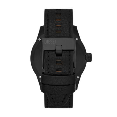 Diesel Rasp NSBB Three-Hand Black Leather Watch - DZ2180 - Watch