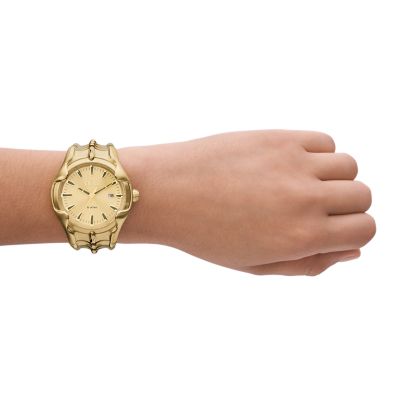 Diesel Vert Three-Hand Date Gold-Tone Stainless Steel Watch 