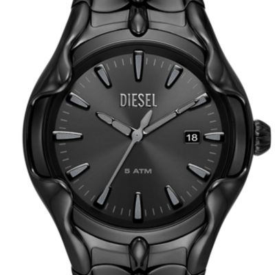 Diesel Uhr Vert 3-Zeiger-Werk Datum Edelstahl schwarz