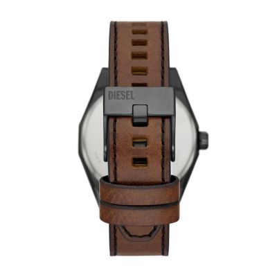 Diesel Scraper Three-Hand Brown Leather Watch - DZ2189 - Watch Station