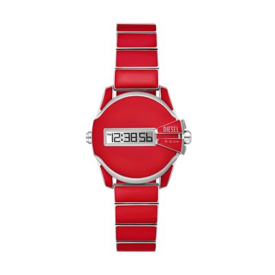 Stainless Digital Red Diesel - Lacquer Chief Watch Watch DZ2192 Station - and Steel Baby