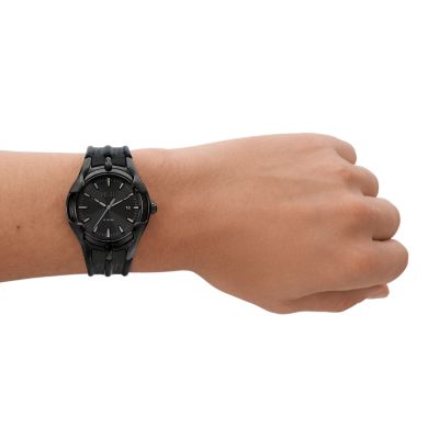 Diesel Vert Three-Hand Date Black Leather Watch - DZ2193 - Watch