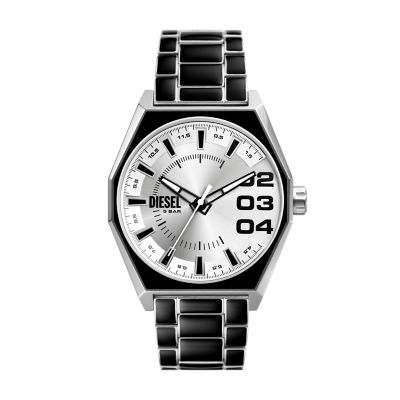 Diesel Men's Scraper Three-Hand Black Lacquer And Stainless Steel Watch - Black / Silver
