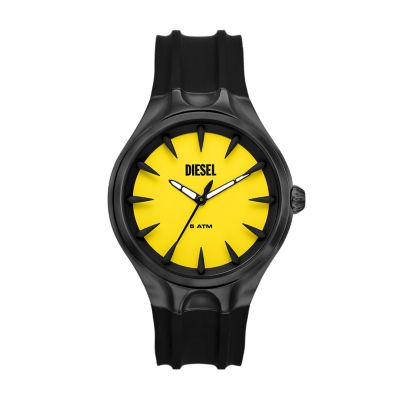 Montre trois aiguilles en silicone noir Streamline Diesel