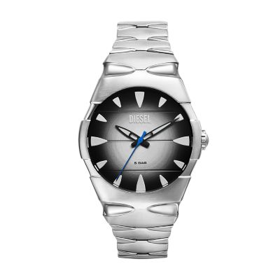 Argenté for Montre D-Sruptor Diesel à trois aiguilles, en acier inoxydable vert