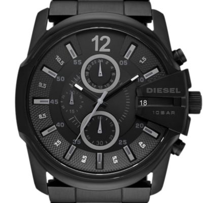 Diesel Men's Master Chief Three-Hand Black Stainless Steel Watch