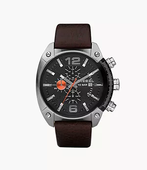Diesel Men's Overflow Chronograph Brown Leather Watch