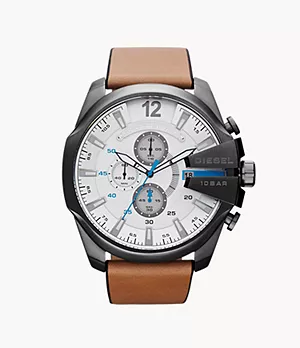 Diesel Men's Mega Chief Chronograph Brown Leather Watch