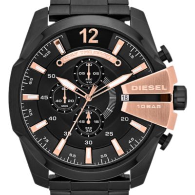 Diesel Men's Mega Chief Chronograph Black Steel Watch