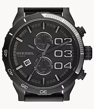 Montre en acier inoxydable noir chronographe Double Down 48 pour hommes Diesel