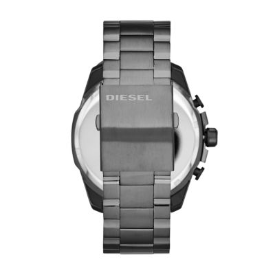 Diesel Men\'s Mega Chief Gunmetal Watch DZ4329 - Stainless Station Chronograph Steel Watch 