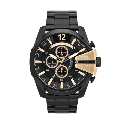 Diesel Men's Mega Chief Chronograph Black Steel Watch