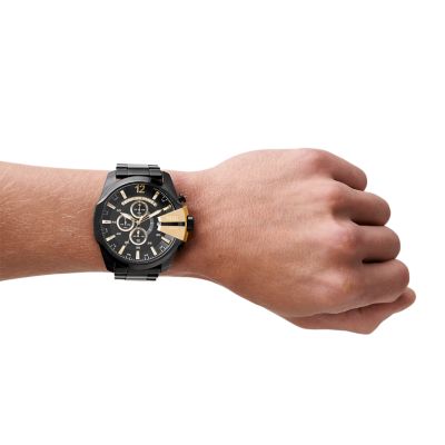 Diesel mega chrief chrono black stainless steel bracelet sale