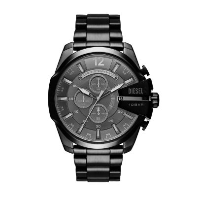 Diesel Men's Mega Chief Chronograph Black Steel Watch - Black