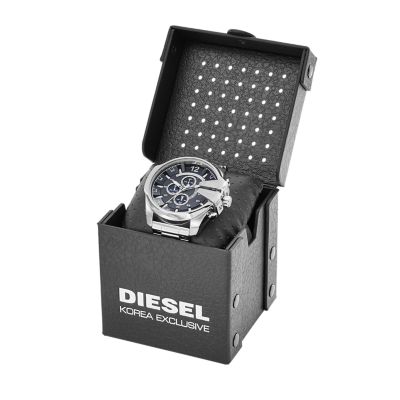 Diesel Hombre 'Mega Chief' reloj de cuarzo de acero inoxidable, color:  plateado (modelo: DZ4417), plateado