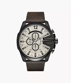 Diesel Men's Mega Chief Chronograph Brown Leather Watch
