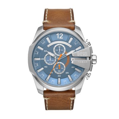 Diesel Men's Mega Chief Chronograph Brown Leather Watch - Brown