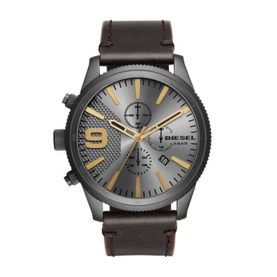 Diesel Men s Rasp Chronograph Brown Leather Watch DZ4443 Watch