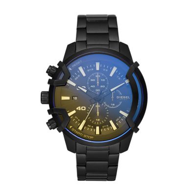Diesel Griffed Chronograph Black Steel DZ4529 Watch - Stainless - Station Watch