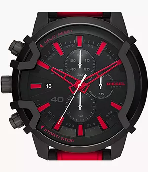 Diesel Griffed Chronograph Red Silicone Watch