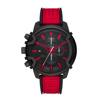 Diesel Griffed Chronograph Red Silicone Watch